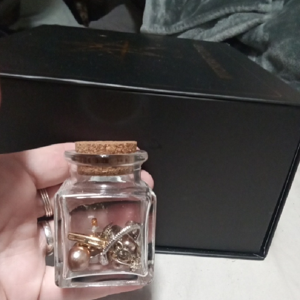 Glass Jar with Gold and Silver Charms